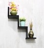 Set Of 6 Engineered Wood Ladder Wall Shelf In Coffee Brown Colour