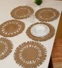 Set of 6 Jute Material Geometric Reversible Table Runners