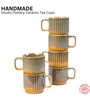 Set of 6 Mustard Studio Pottery Stackable Line Ceramic Tea Cups