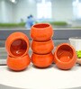 (Set of 6) Orange Ceramic Mini Dip Bowl