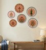 Set of 6 Terracotta Floral Mandala Metallic Wall Plates