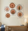 Set of 6 Terracotta Floral Mandala Metallic Wall Plates