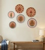 Set of 6 Traditional Orange Boho Metallic Wall Plates