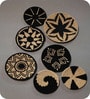 Set Of 7 Black Sabai Grass Monochrome Cluster Wall Plate
