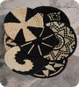 Set Of 7 Black Sabai Grass Monochrome Cluster Wall Plate