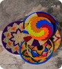 Set Of 7 Multicolor Sabai Grass Kaleido Circles  Wall Plate