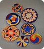 Set Of 7 Multicolor Sabai Grass Kaleido Circles  Wall Plate