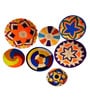 Set Of 7 Multicolor Sabai Grass Kaleido Circles  Wall Plate