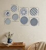 Set of 8 Blue & White Geometric Metallic Wall Plates