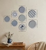 Set of 8 Indigo Pattern Metallic Wall Plates
