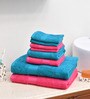 Pink Solid 500 GSM Cotton Towel Sets (Set of 8)