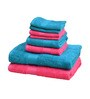 Pink Solid 500 GSM Cotton Towel Sets (Set of 8)