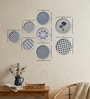 Set of 8 Royal Blue Geometric Metallic Wall Plates