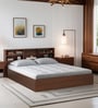 Seto King Size Bed in Planked Walnut Finish with Box Storage & Headboard Storage