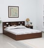 Seto King Size Bed in Planked Walnut Finish with Box Storage & Headboard Storage