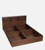 Seto Queen Size Bed in Planked Walnut finish with Box Storage & Headboard Storage