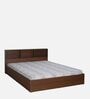 Seto Queen Size Bed in Planked Walnut finish with Box Storage & Headboard Storage