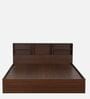 Seto Queen Size Bed in Planked Walnut Finish with Headboard Storage