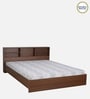Seto Queen Size Bed in Planked Walnut Finish with Headboard Storage