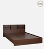 Seto Queen Size Bed in Planked Walnut Finish with Headboard Storage