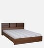 Seto Queen Size Bed in Planked Walnut Finish with Headboard Storage
