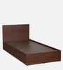 Seto Single Bed in Planked Walnut Finish with Box Storage