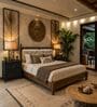 Sevilla Upholstered King Size Bed In Walnut Finish With Hydraulic Storage