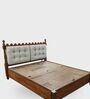 Sevilla Upholstered King Size Bed In Walnut Finish With Hydraulic Storage
