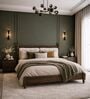 Sevilla Upholstered Queen Size Bed In Walnut Finish With Hydraulic Storage