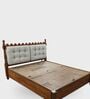 Sevilla Upholstered Queen Size Bed In Walnut Finish With Hydraulic Storage