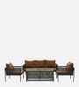 Seville Rope 3+1+1 Sofa Set In Cream Beige And Brown Finish