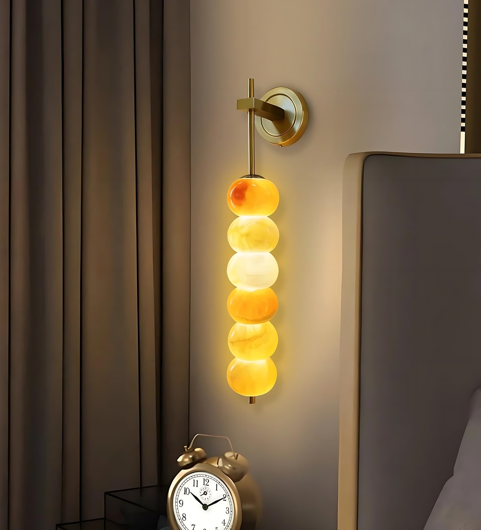 Sferiche Modern LED Wall Light | Metal Body with Premium Marble Finish | 3 Color Modes (Warm, Cool, Natural) | Luxury Wall Sconce for Bedroom, Living Room & Hallway (Vertical Linear)