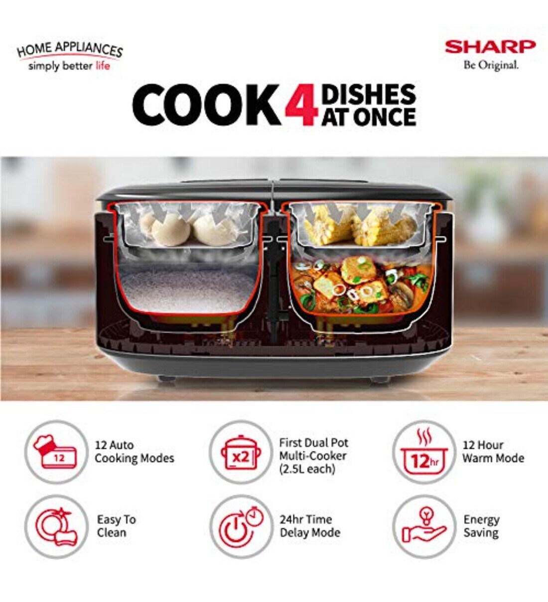 Buy Sharp Twin Cooker 1st Dual Pot Multi Cooker Smart Temperature