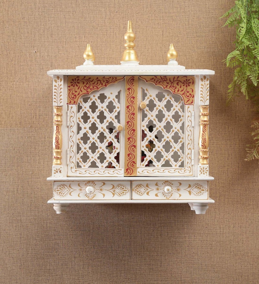 Buy Sheesham Wood Wall Mounted Mandir In Gold By India Home Wood Online