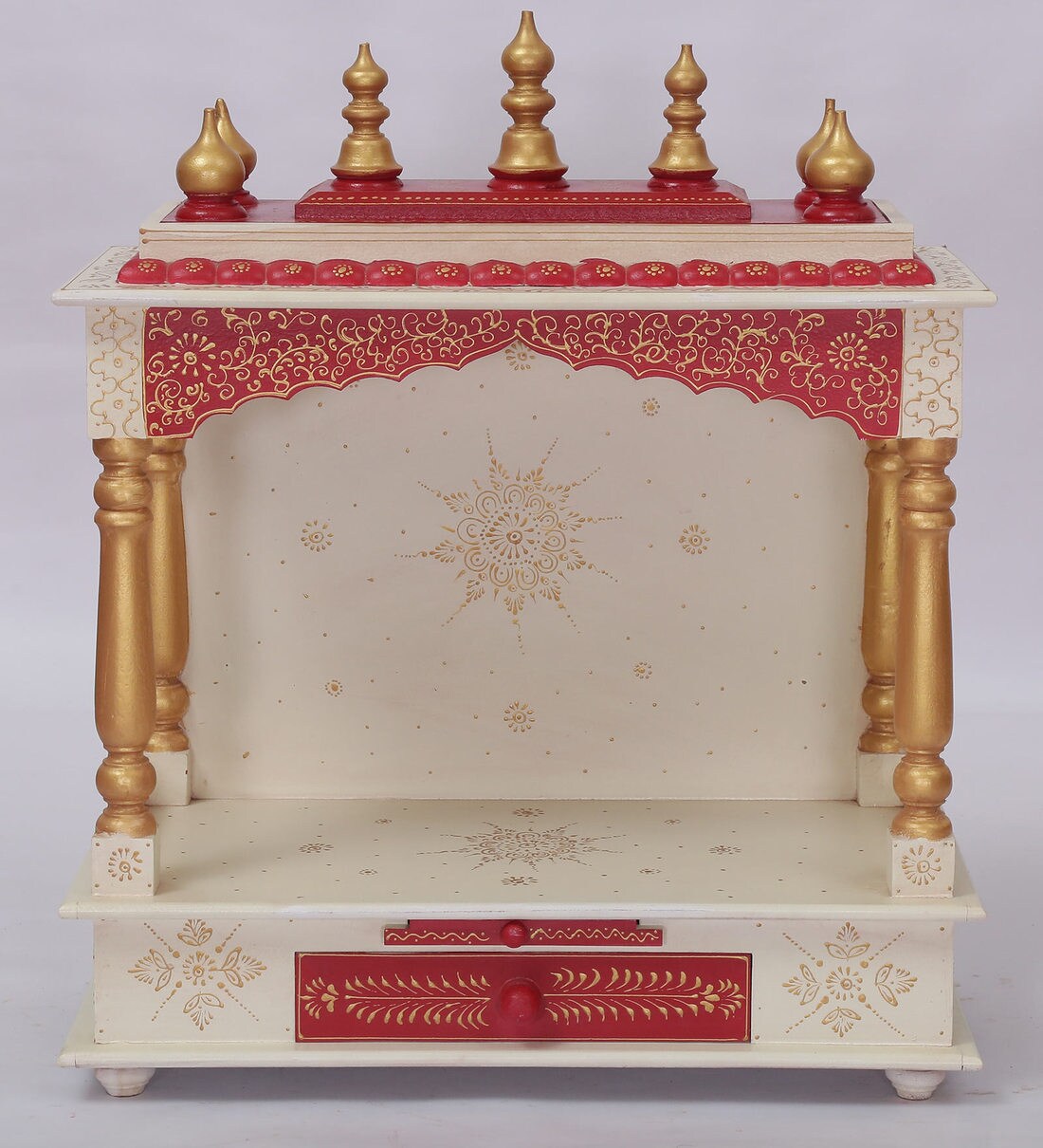 Buy Sheesham Wood Wall Mounted Mandir In White By India Home Wood