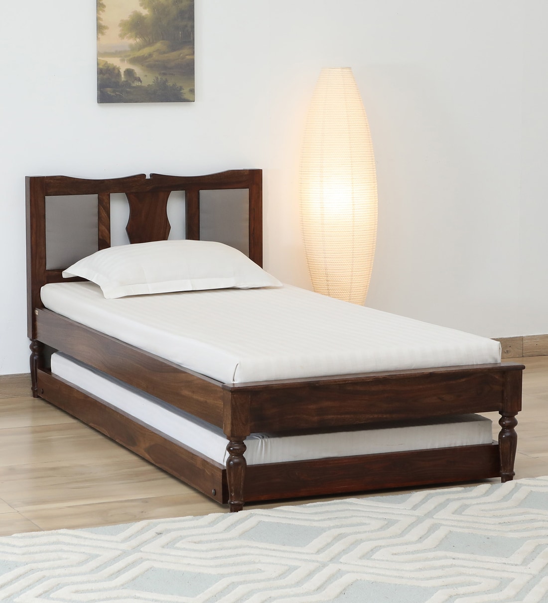 Buy Sheraton Sheesham Wood Single Bed In Provincial Teak Finish With ...