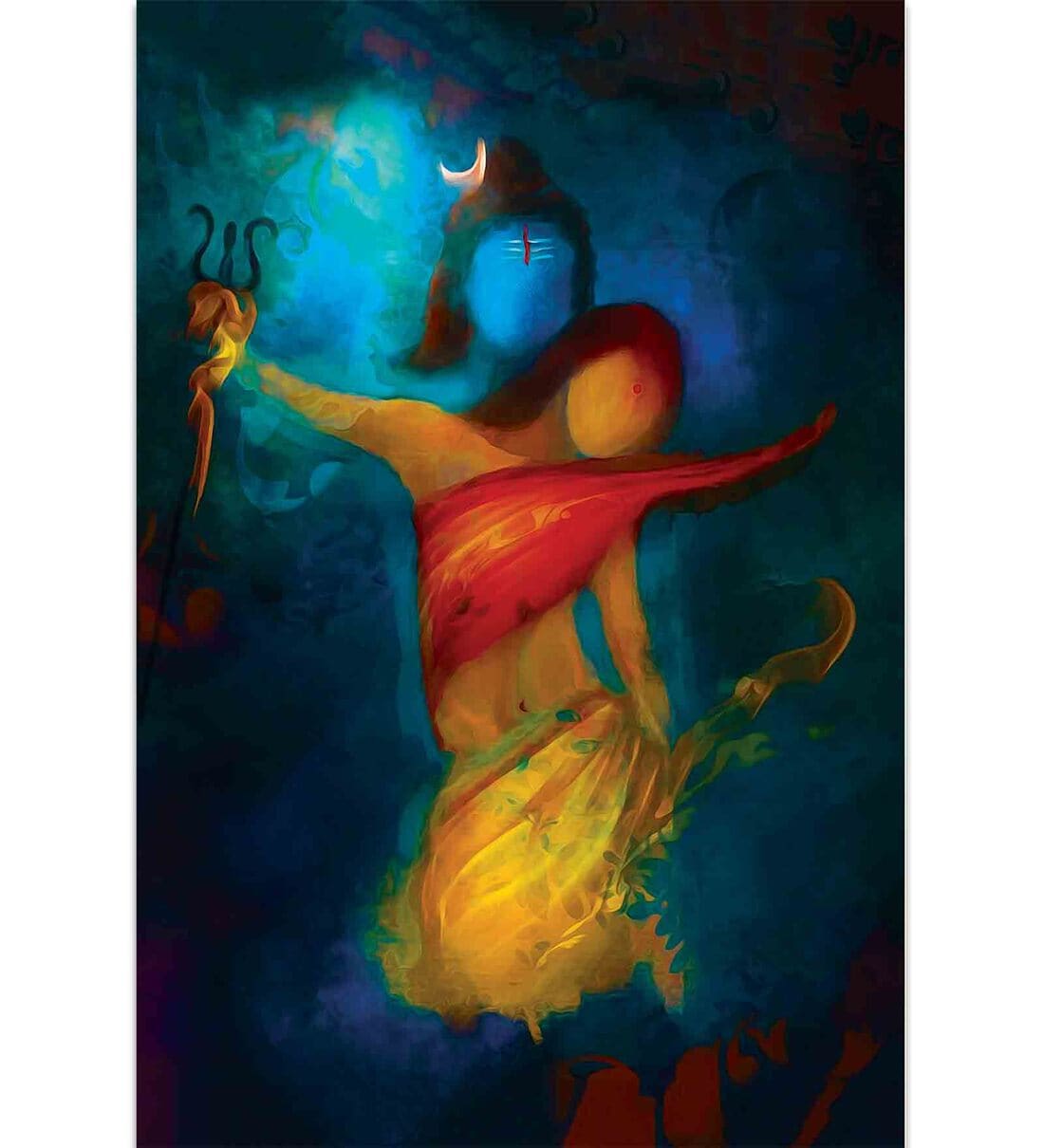 abstract painting of shiv parvati