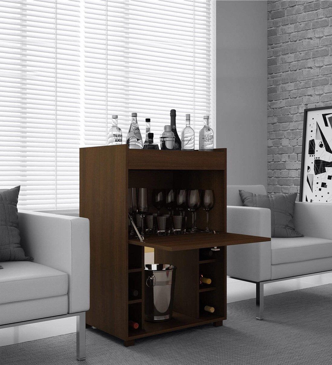 Buy Shochu Bar With Bottle Holder In Brown Finish at 1 OFF by