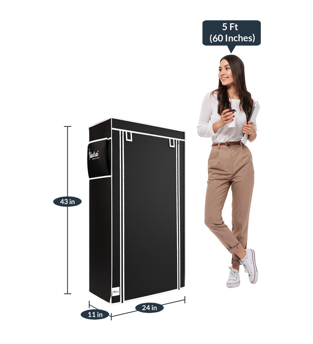 Buy Alpine Fabric Open Shoe Rack in Black Finish by FABURA Online ...