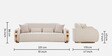 Sharjah Fabric 3 Seater Sofa In Beige Colour