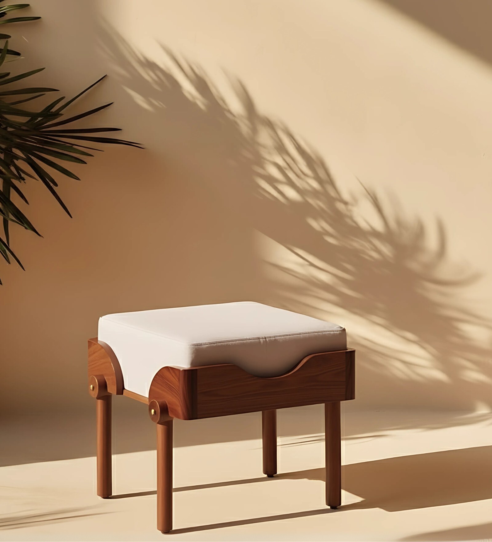 Shade Fabric Ottoman In White Colour