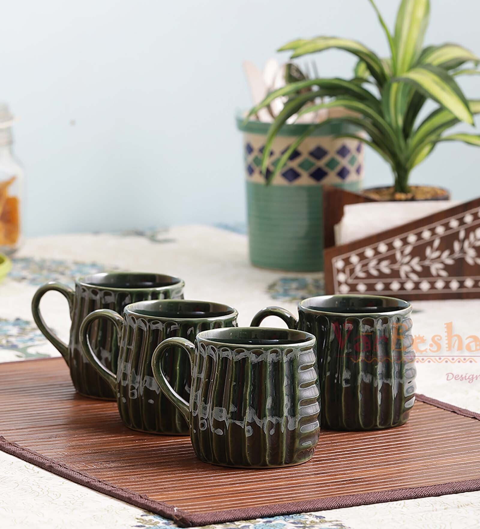Devin 175ml Green (Set of 4) Ceramic Coffee Mug Devin 175ml Green (Set of 4) Ceramic Coffee Mug