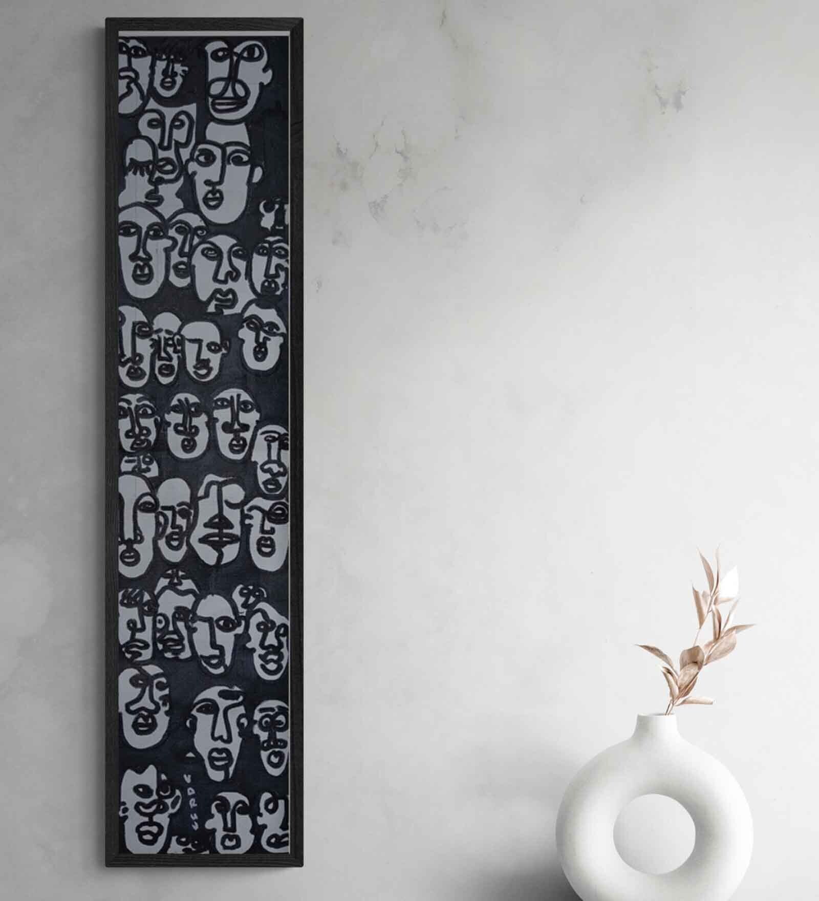 Shades Of Black Handmade Acrylic Paint On Canvas Unframed