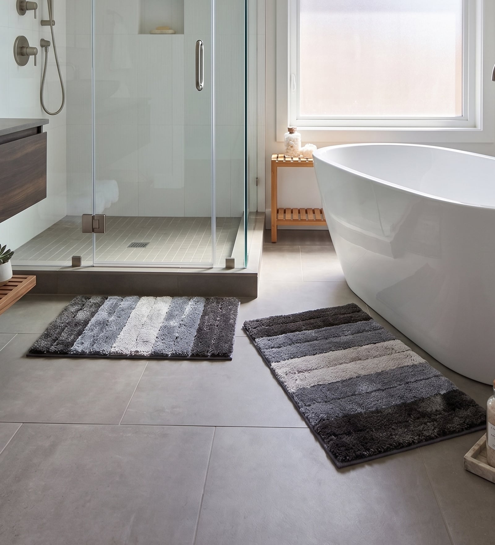 Shadow Microfiber 16x24 Inches Lightweight Bath Mat Set Of 2