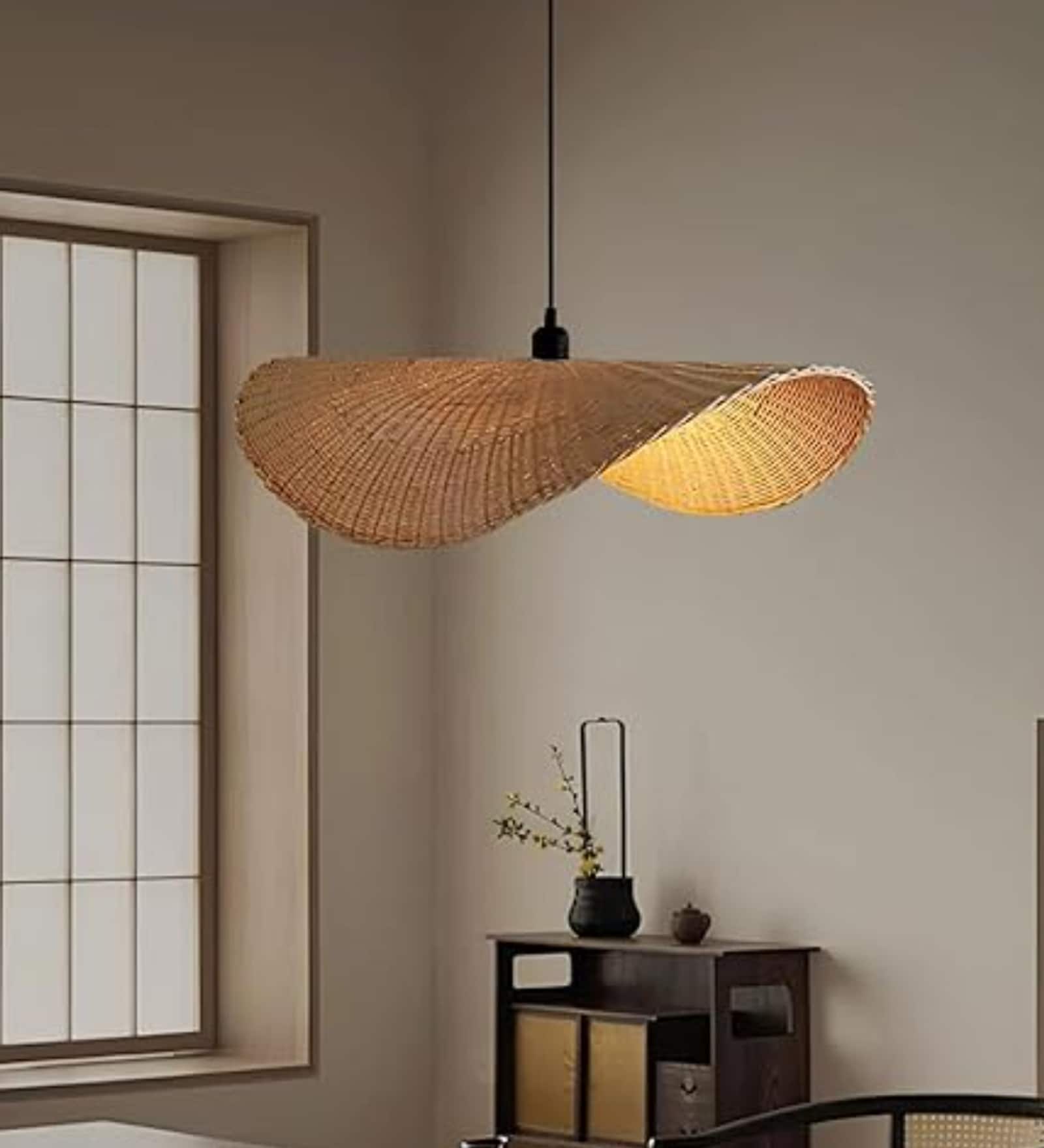 Shanaya Handmade Rattan Cane Pendant Hanging Light (Black & Natural)