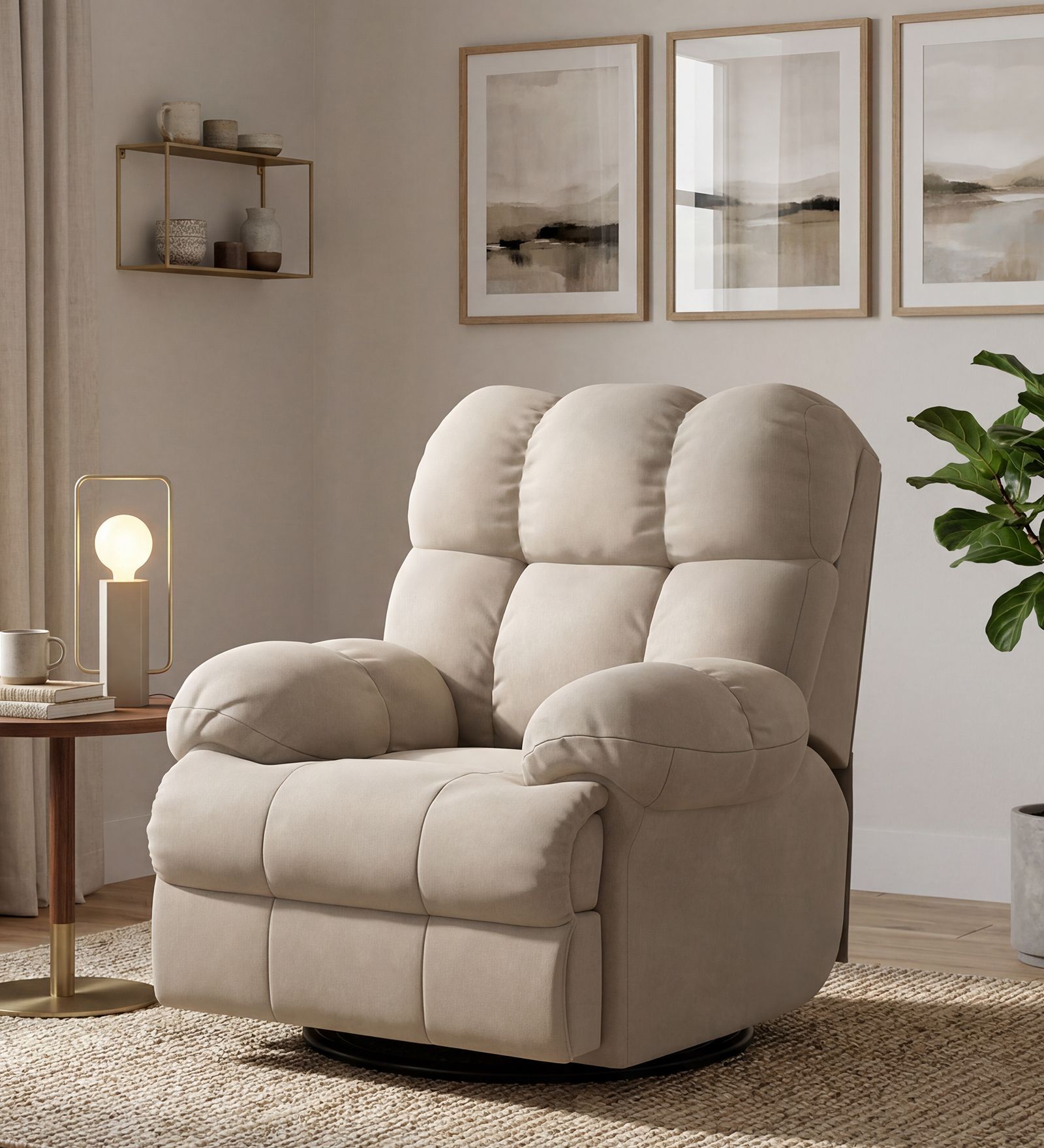 Shangri-La 1 Seater Recliner In Beige Color