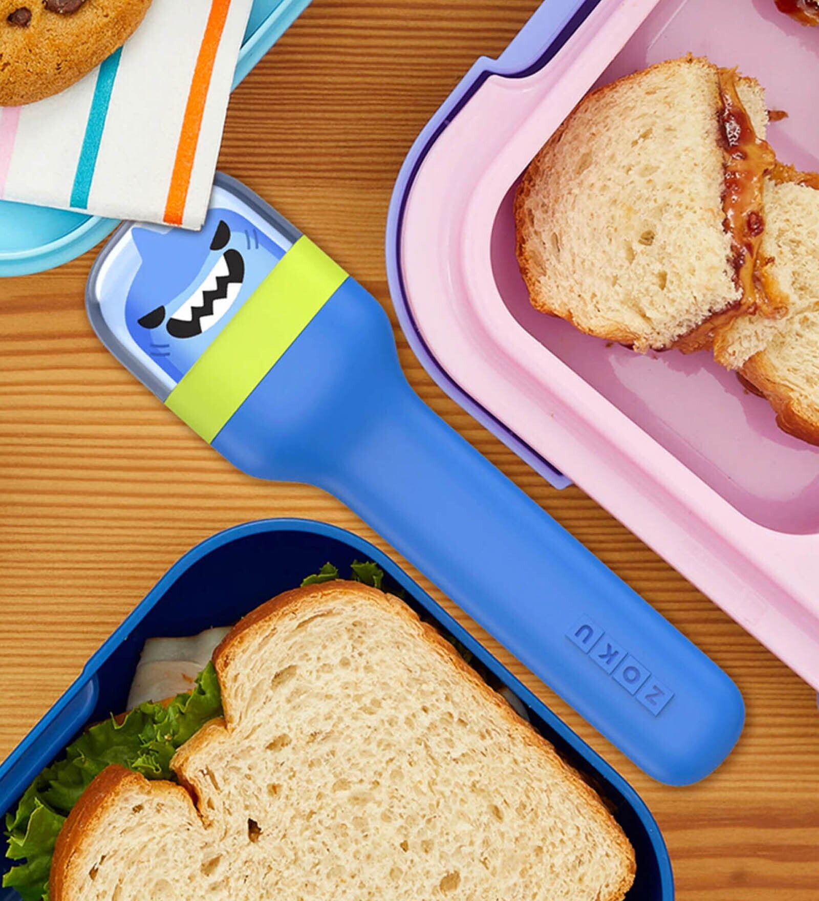 Shark Blue Stainless Steel (Set of 4) Pocket Knife & Fork Set