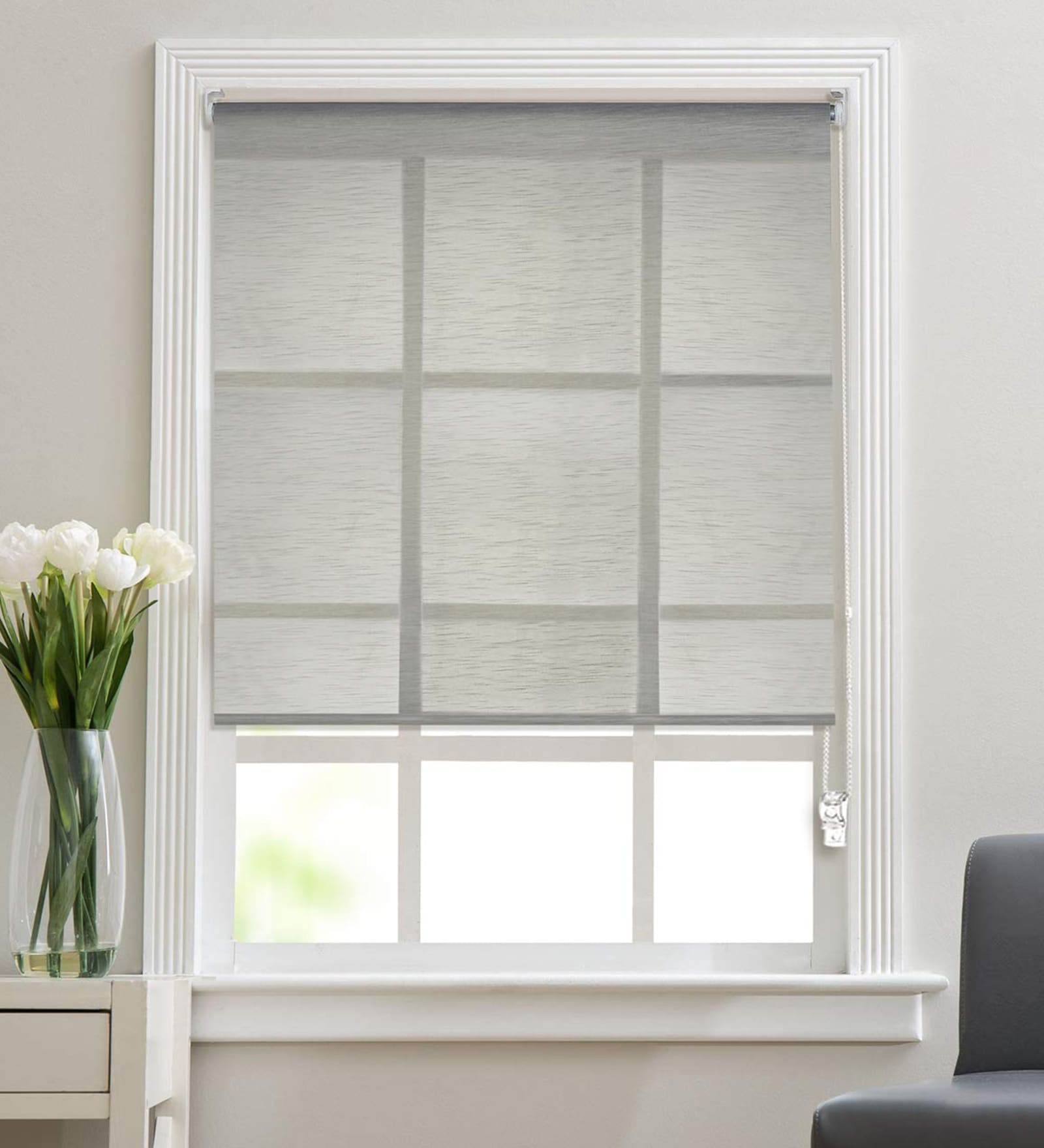 Sheer Textured Corded Polyester 84x37 Inches Roller Blind
