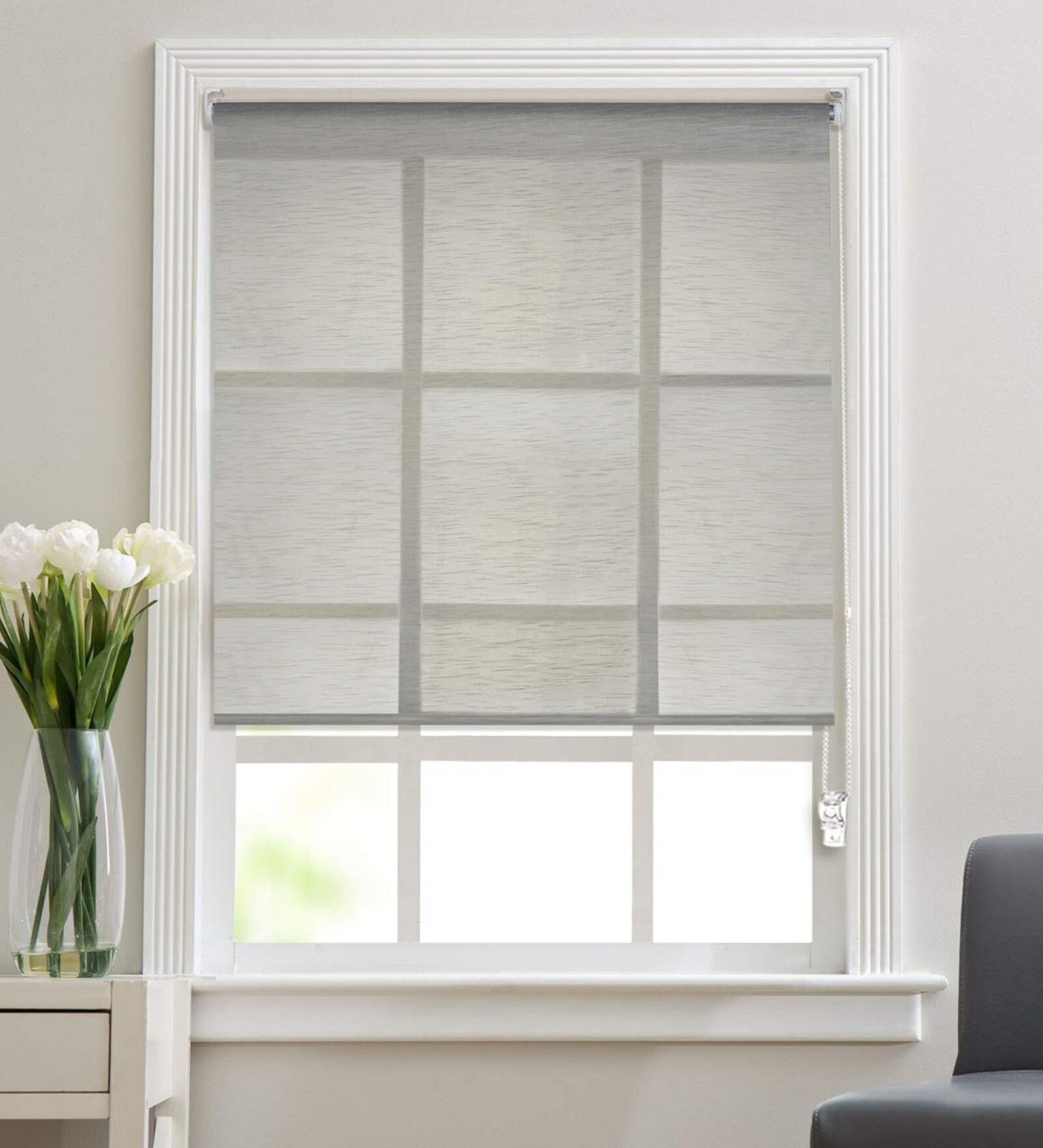 Buy Sheer Textured Corded Polyester 84x48 Inches Roller Blind By Deco