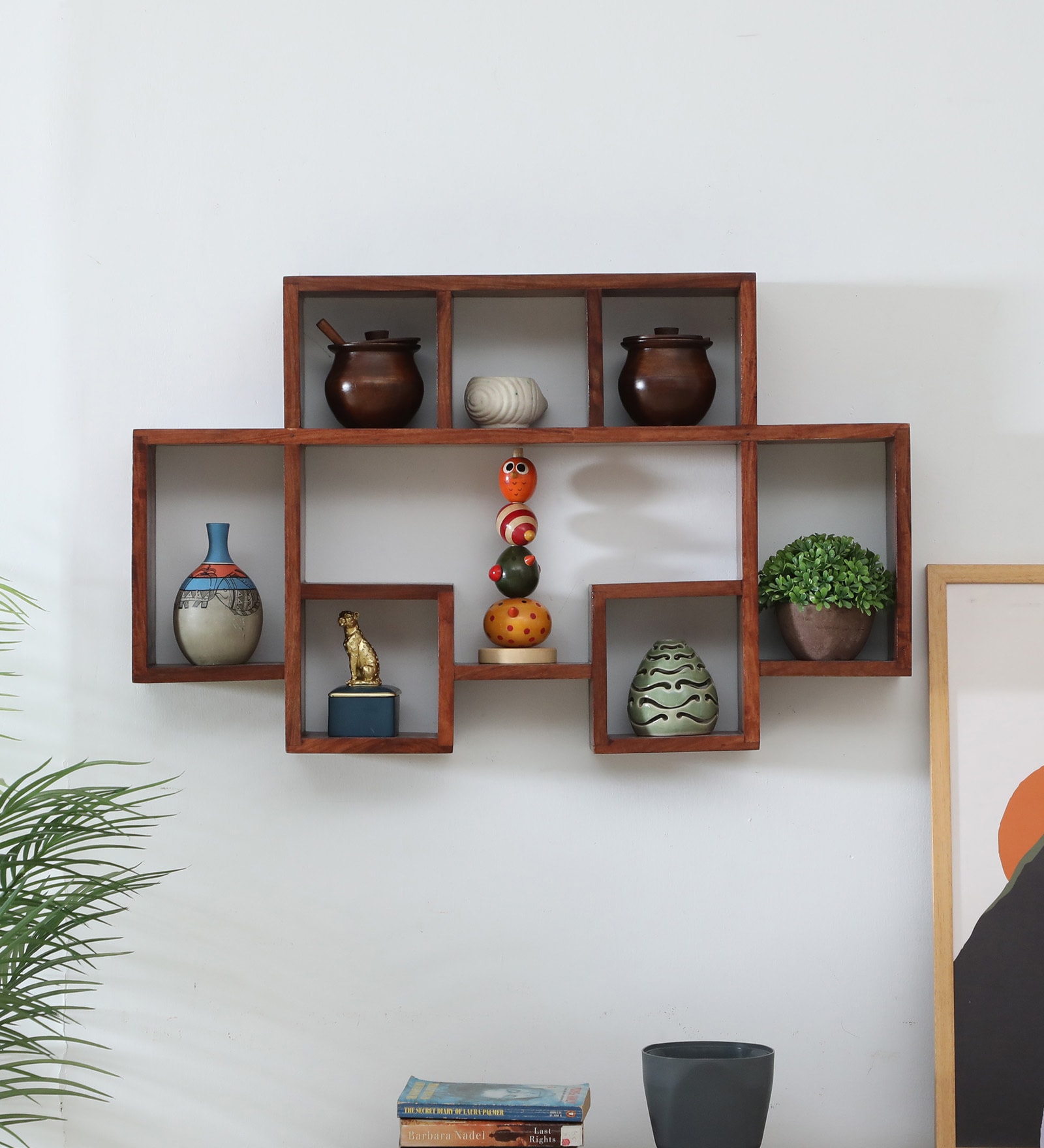 Sheesham Wood Honey Wall Shelf
